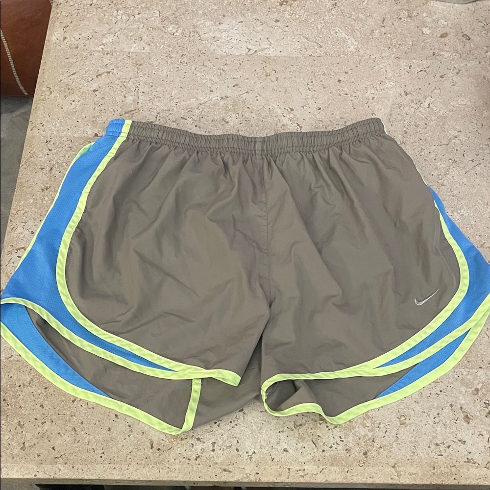 Nike Tan/Gray Shorts with Blue and Yellow Trim